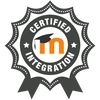 Certified integration badge featuring a graduation cap and orange "m" logo.